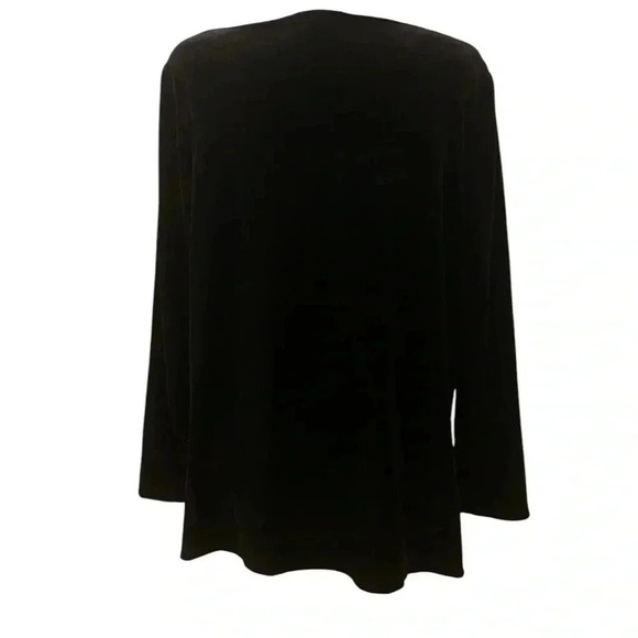 Bob Mackie Womens Vintage Velour Christmas Tree Rhinestone Top Size Large Black - Picture 4 of 6